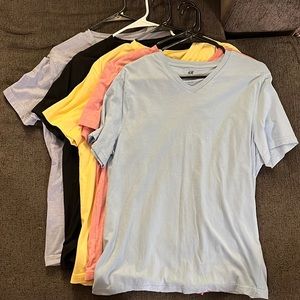 H&M Slim Fit V Neck Short Sleeve T-Shirts (Various Colors) Pack of Five!!